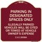 Signmission Parking in Designated Spaces Illegally Parked Vehicles Cited or Towed Alum, 18" x 18", BU-1818-23438 A-DES-BU-1818-23438 - alternate 1